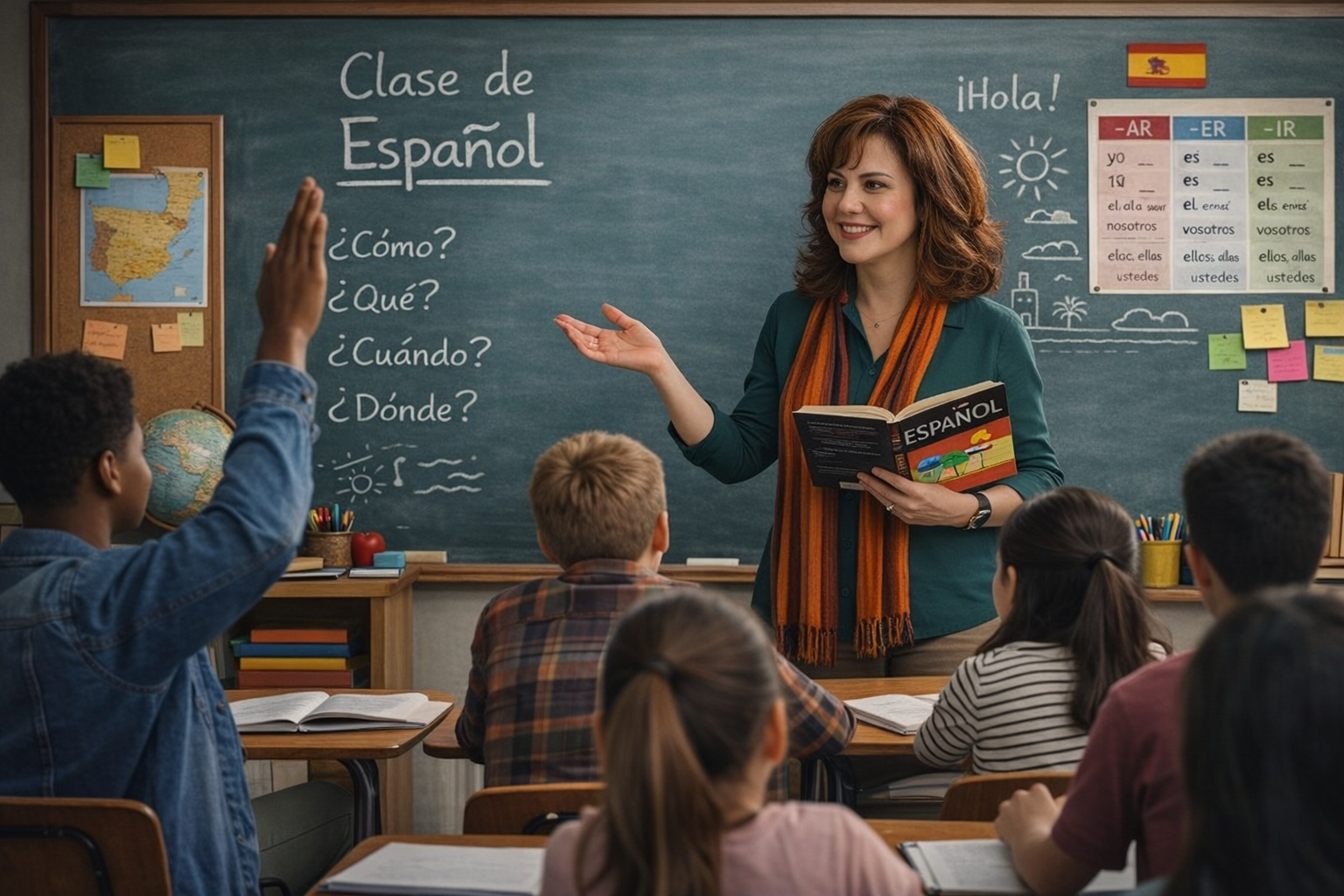 Danitza Weichmann im Gruppenunterricht mit Schülern